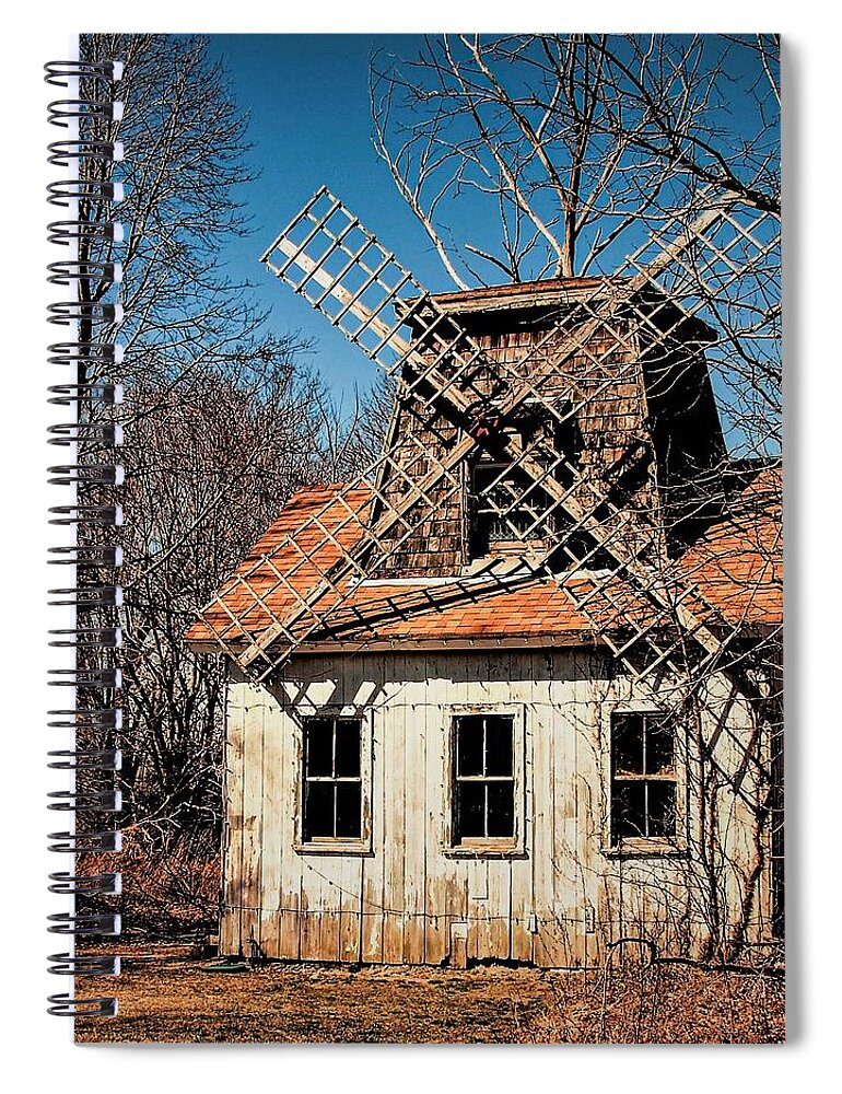 Wind Mill Wood House Tree Spiral Notebook featuring the photograph Wind Mill1 by John Linnemeyer
