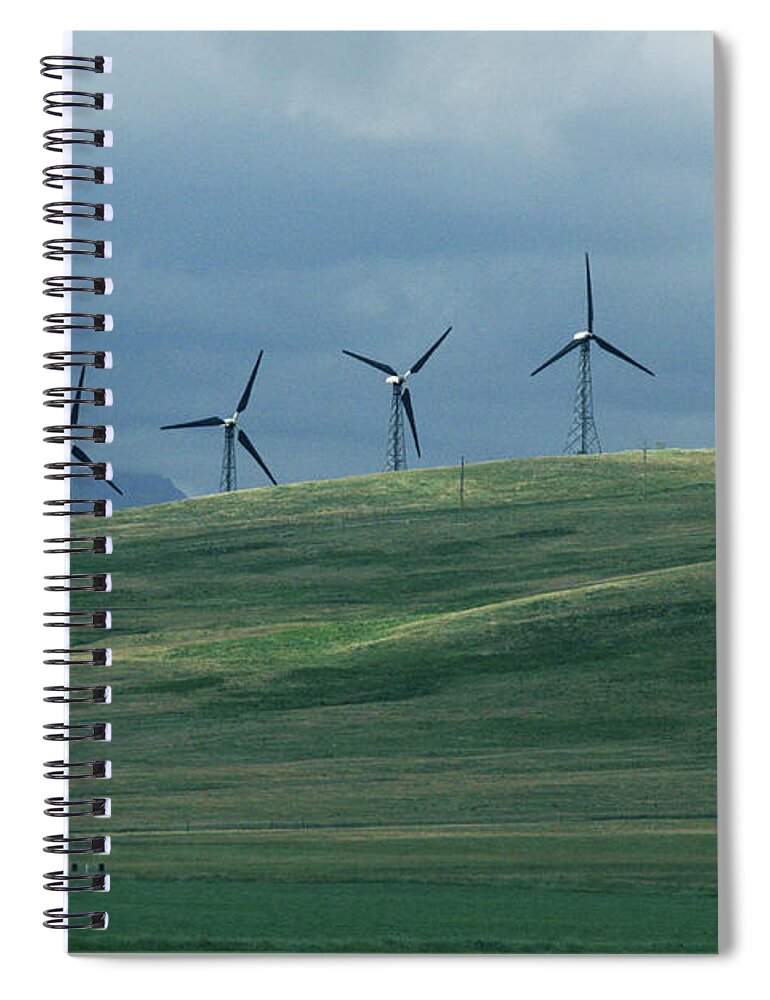 Wind Spiral Notebook featuring the photograph Wind Turbines by Mary Mikawoz