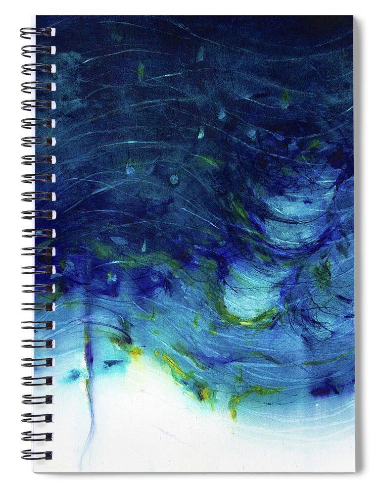 Watercolour Spiral Notebook featuring the painting WindBlown Blue by Petra Rau