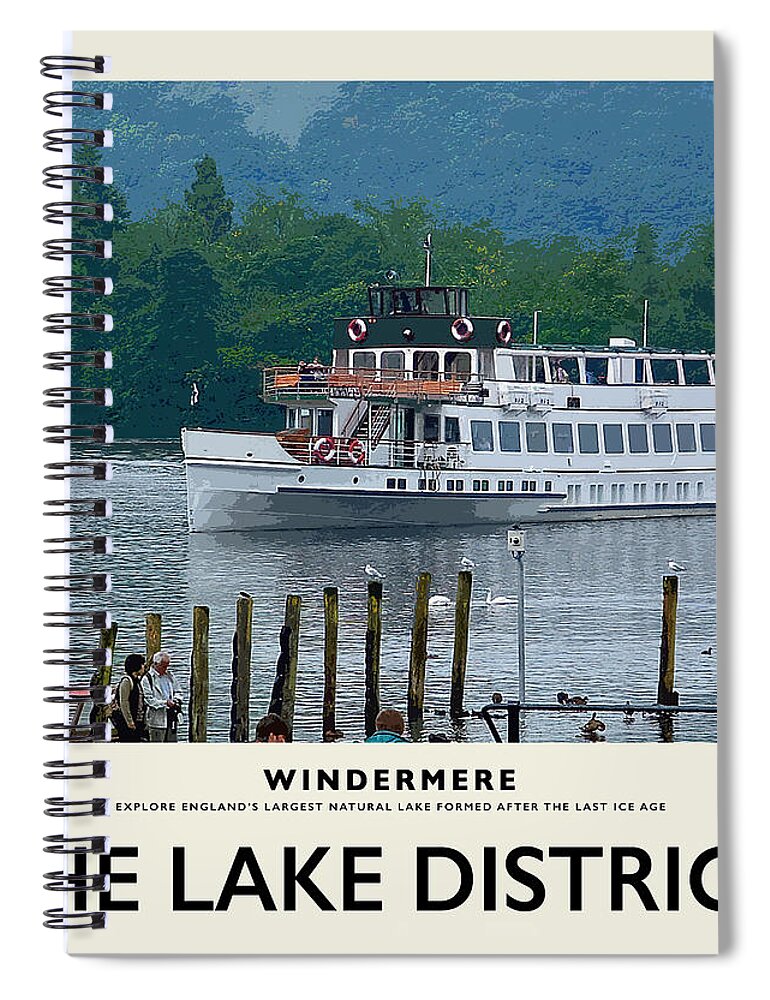 Windermere Spiral Notebook featuring the photograph Windermere Cruise Cream Railway Poster by Brian Watt
