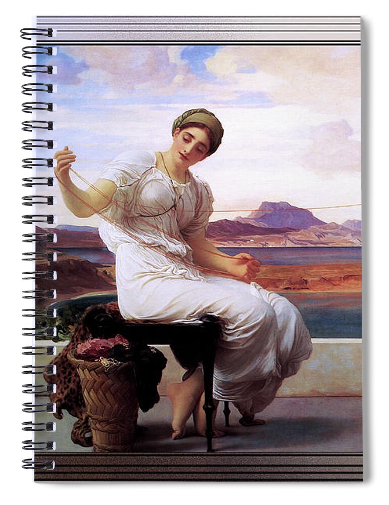 Winding The Skein Spiral Notebook featuring the painting Winding The Skein by Frederic Leighton by Rolando Burbon
