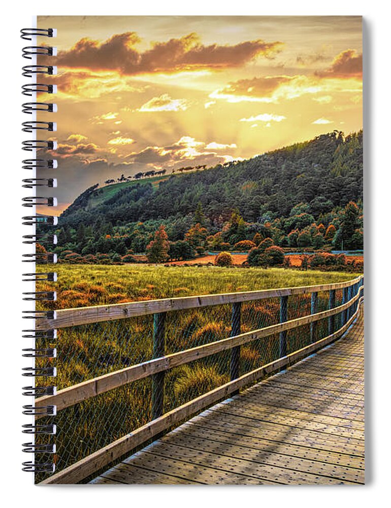 Clouds Spiral Notebook featuring the photograph Winding Through the Glendalough Valley in Autumn by Debra and Dave Vanderlaan