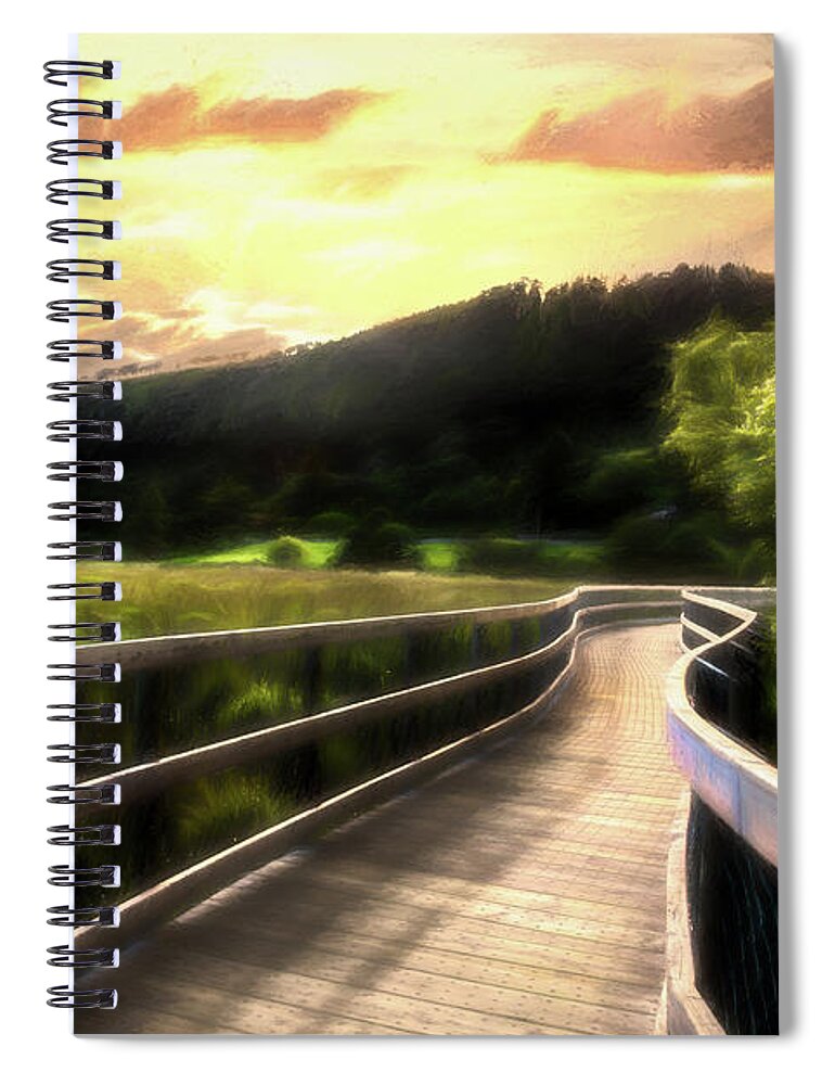 Clouds Spiral Notebook featuring the photograph Winding Through the Glendalough Valley Painting by Debra and Dave Vanderlaan
