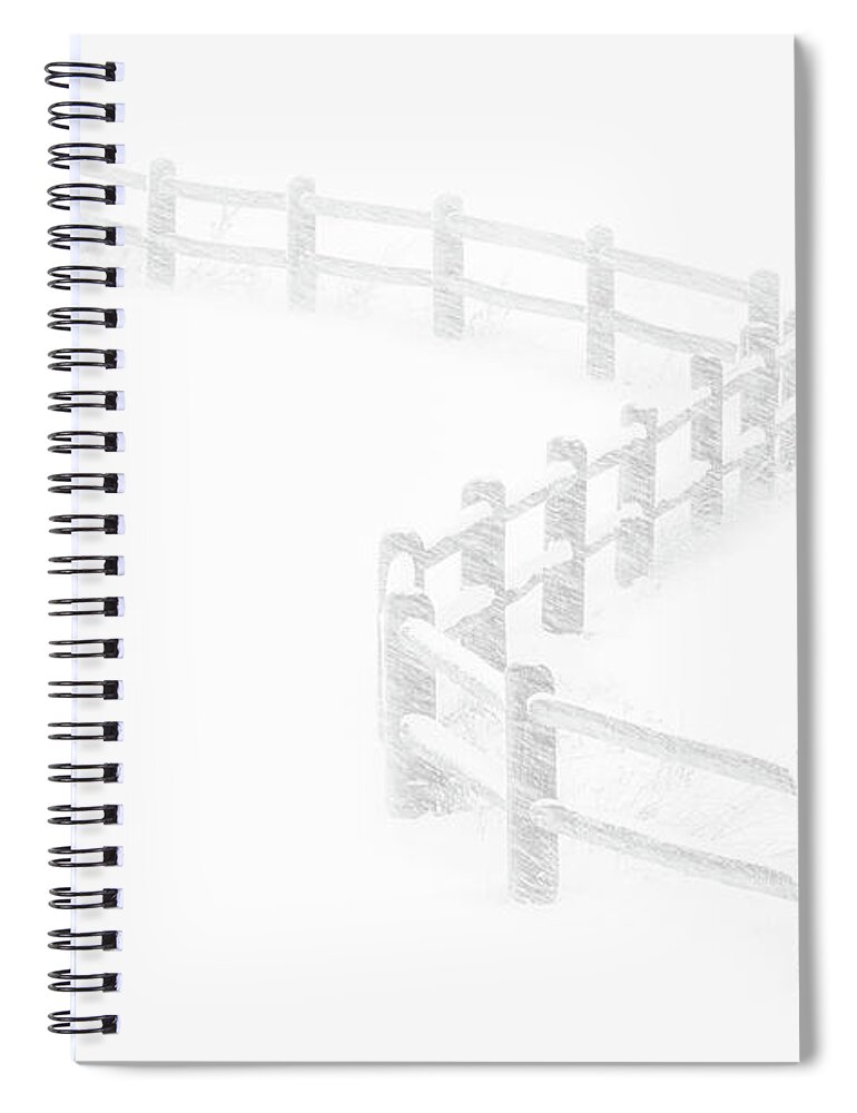 Fenceline Spiral Notebook featuring the photograph Winding Whiteout by Darren White