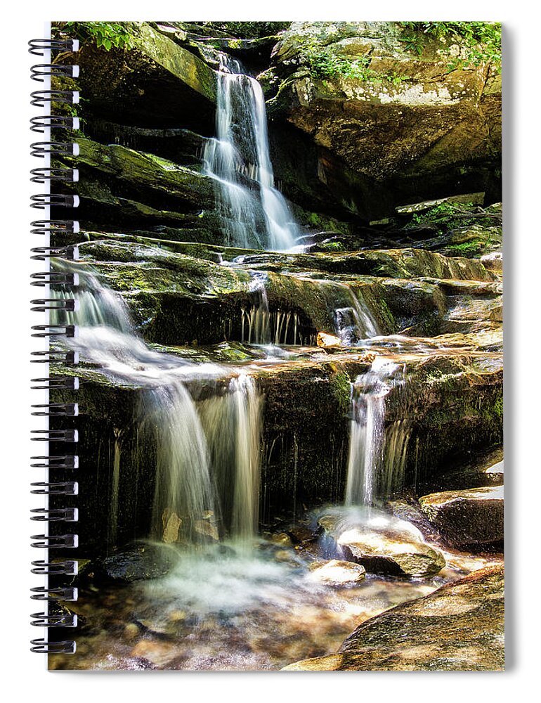 In This Long Exposure Color Photography Window Falls Is Shown. This Lovely Spiral Notebook featuring the photograph Window Falls Hanging Rock State Park Danbury North Carolina by Bob Decker