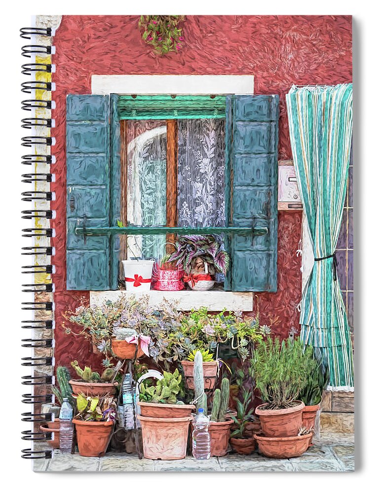 Venice Spiral Notebook featuring the photograph Window Flowers of Venice by David Letts