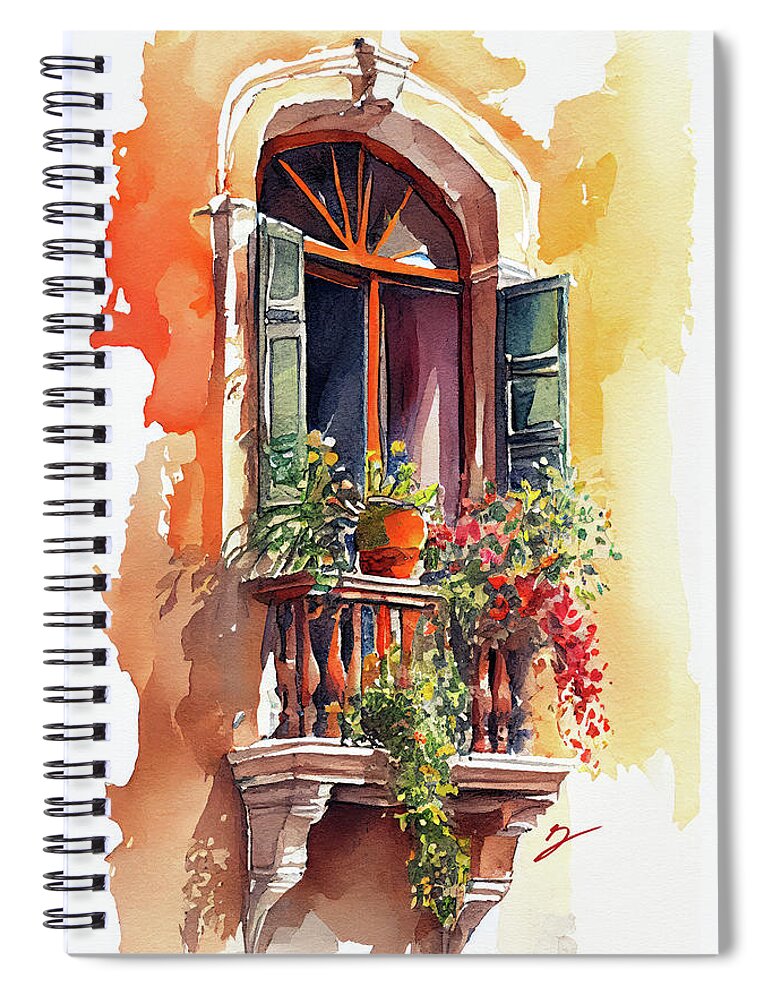 Window Of Romance Spiral Notebook featuring the painting Window of Romance by Greg Collins