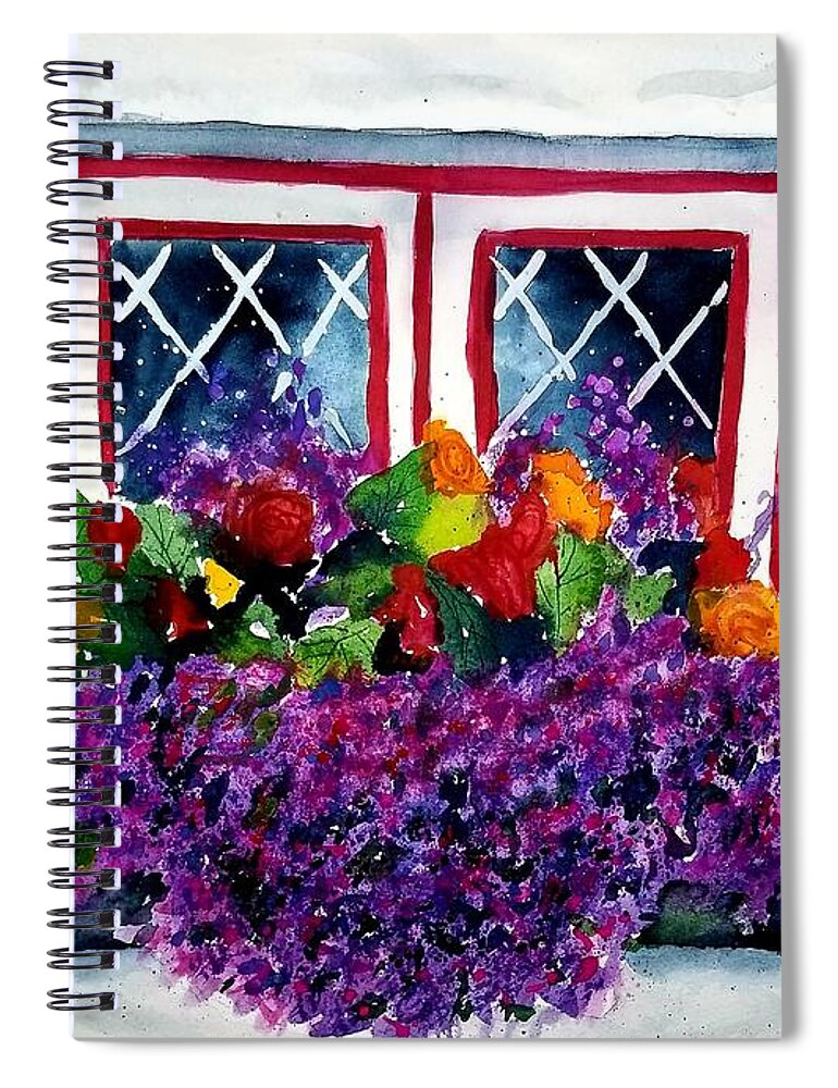 Flowers Spiral Notebook featuring the painting Window Treatment by Ann Frederick