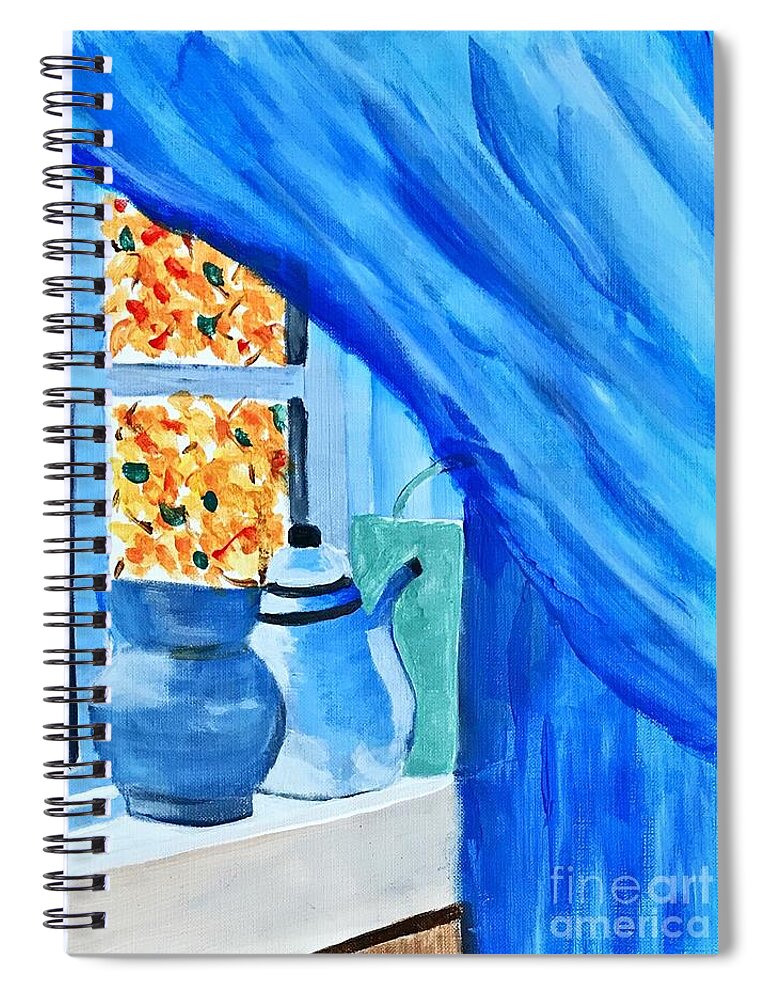 Original Art Work Spiral Notebook featuring the painting Windows #1 by Theresa Honeycheck