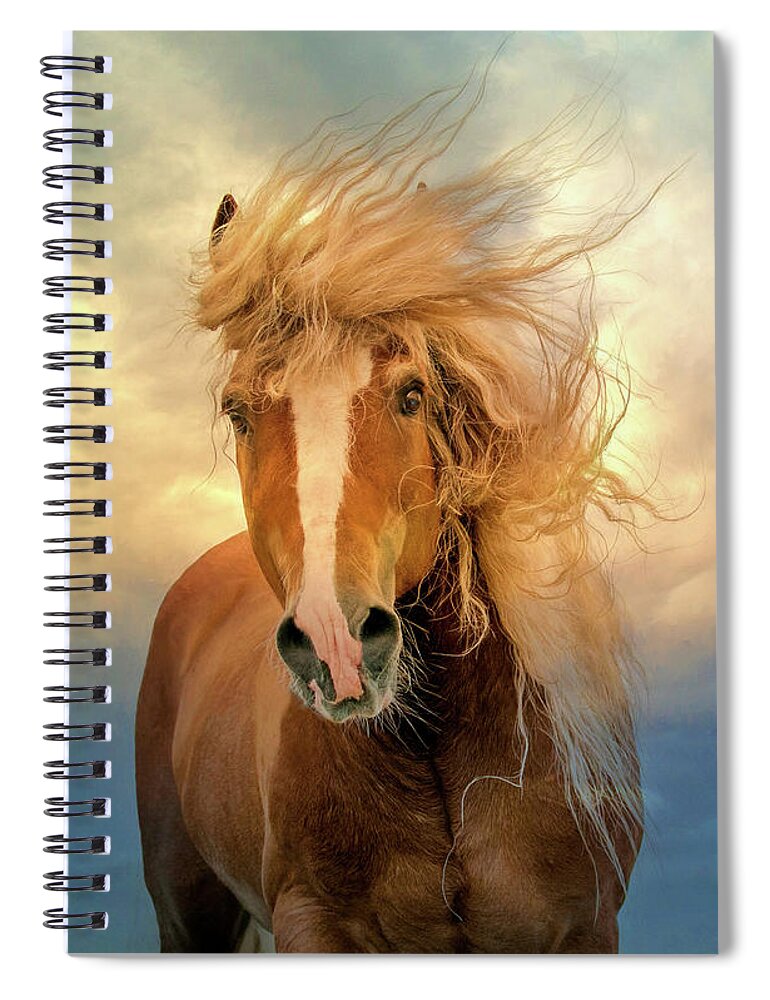 Horse Spiral Notebook featuring the digital art Windswept by Nicole Wilde