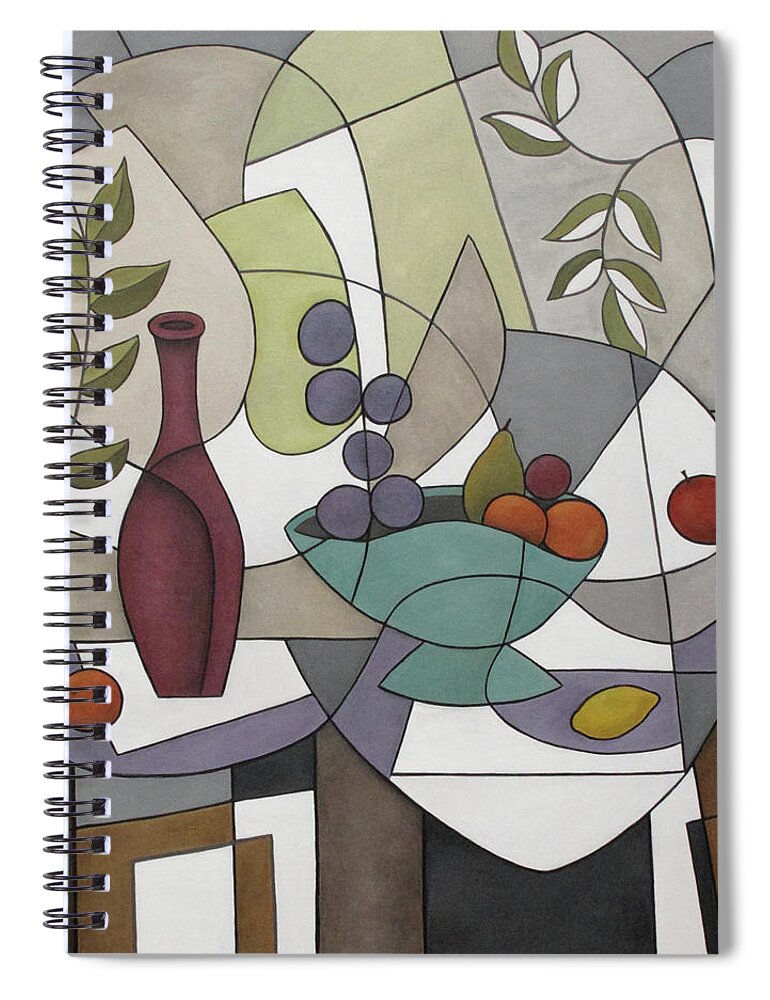Still Life Spiral Notebook featuring the painting Wine and Fruit by Trish Toro