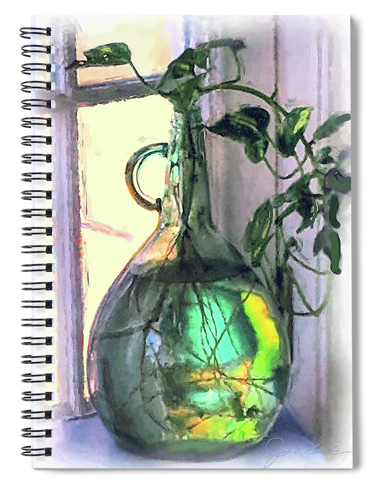 Wine Bottle Spiral Notebook featuring the painting Reflections in a Bottle  by Joel Smith