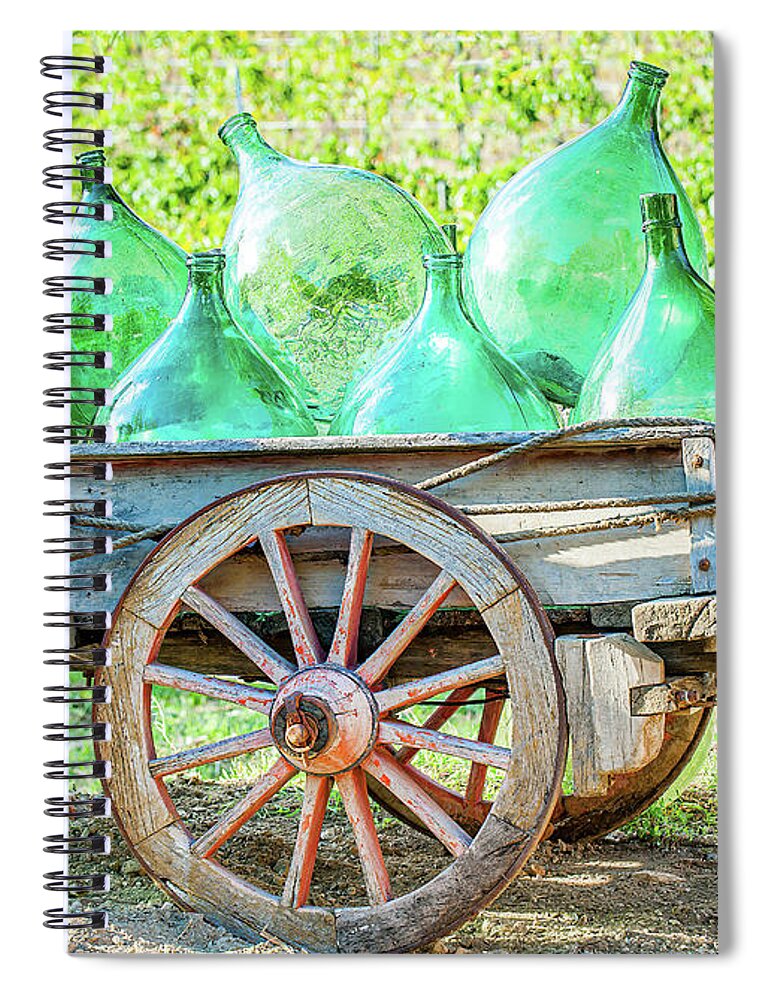 Tuscany Spiral Notebook featuring the photograph Wine Cart by Marla Brown