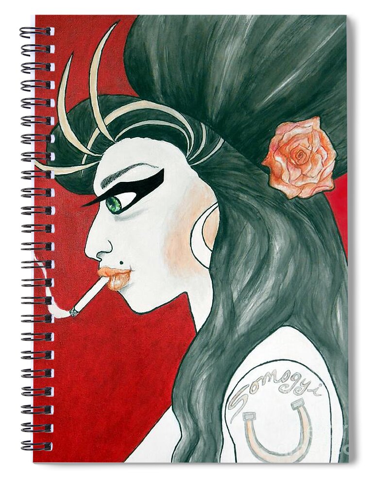 Amy Winehouse Spiral Notebook featuring the painting Winehouse by Jayne Somogy