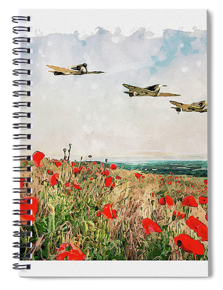 Spitfire Poppies Spiral Notebook featuring the digital art Winged Angels by Airpower Art