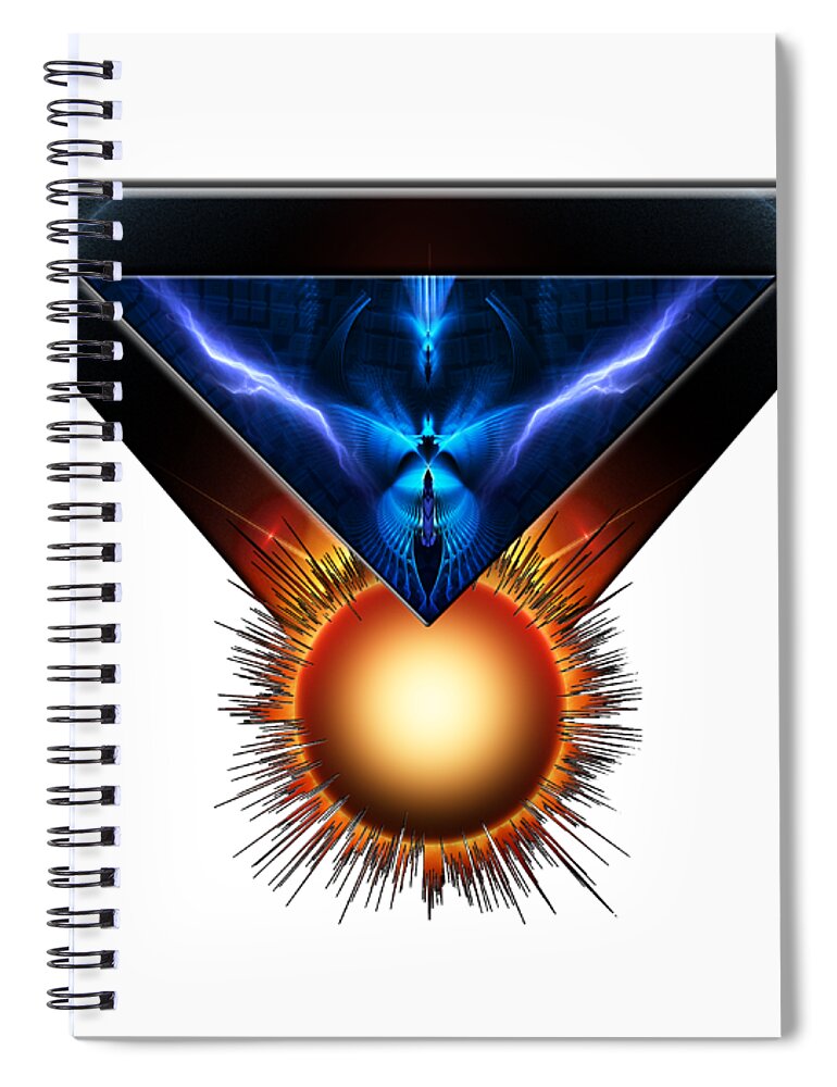 Fire Spiral Notebook featuring the digital art Wings Of Lightning Fractal Art Emblem by Rolando Burbon