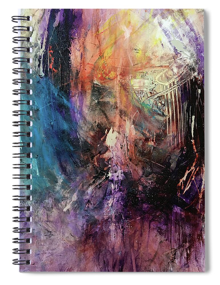 Abstract Art Spiral Notebook featuring the painting Wings Tearing Angel by Rodney Frederickson