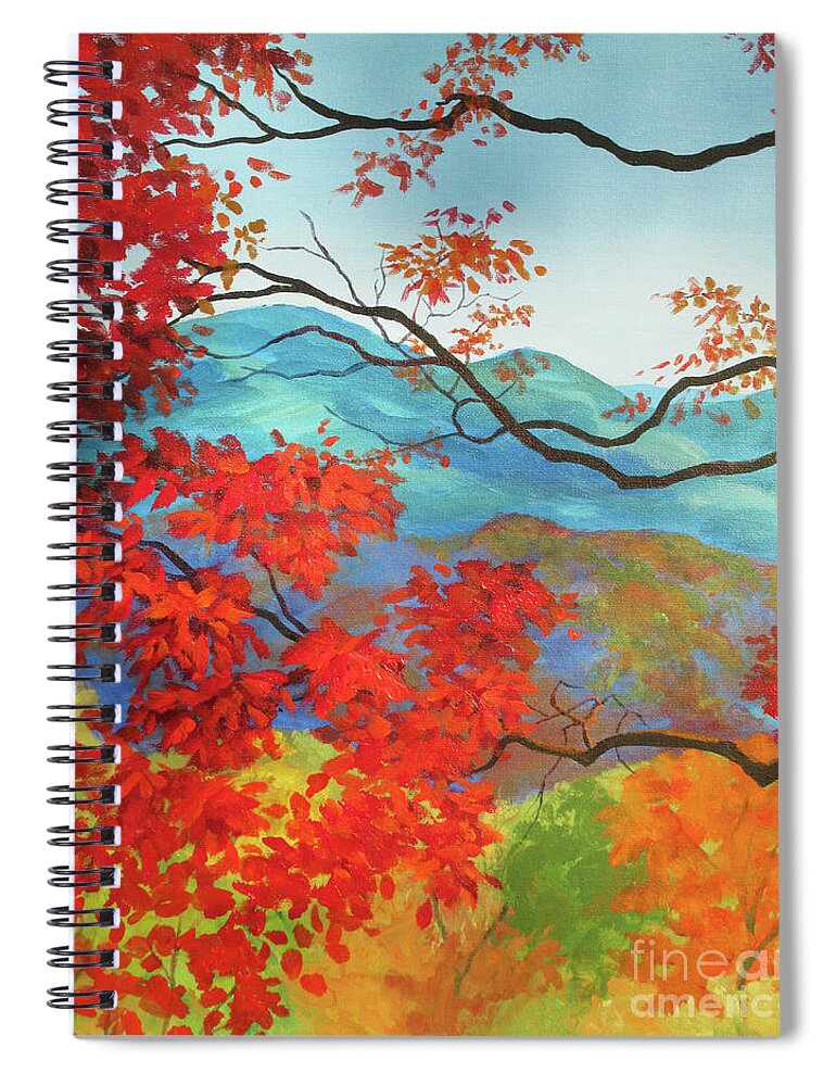 Mountain Spiral Notebook featuring the painting Winsome Fall View by Anne Marie Brown