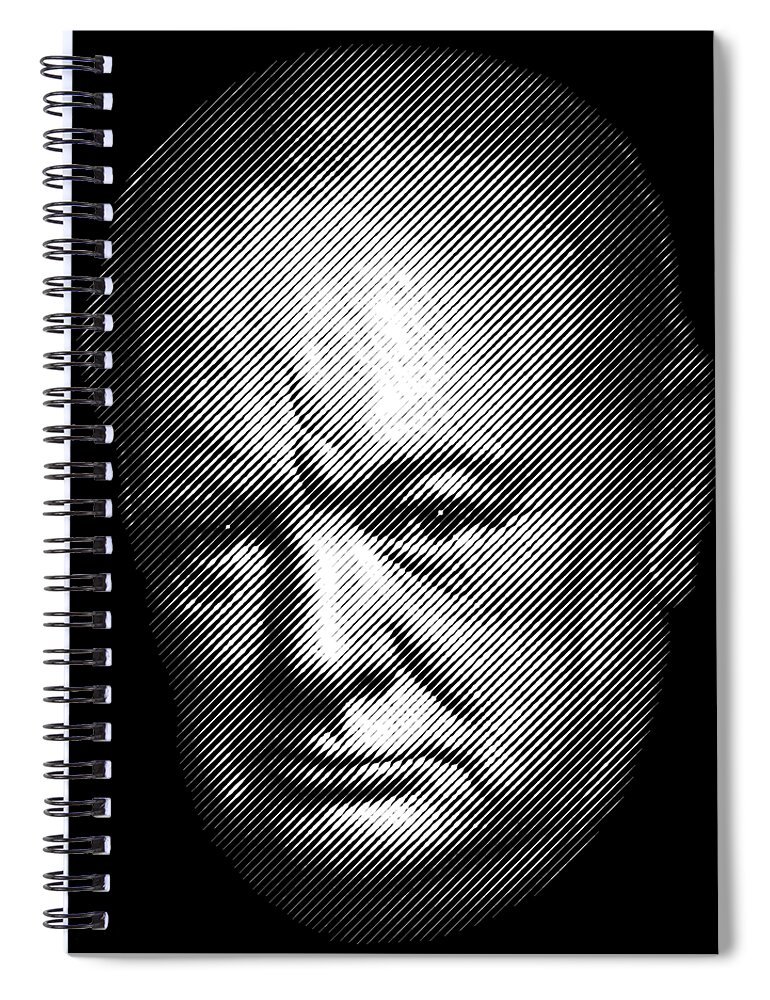 Churchill Spiral Notebook featuring the digital art Winston Churchill portrait by Cu Biz