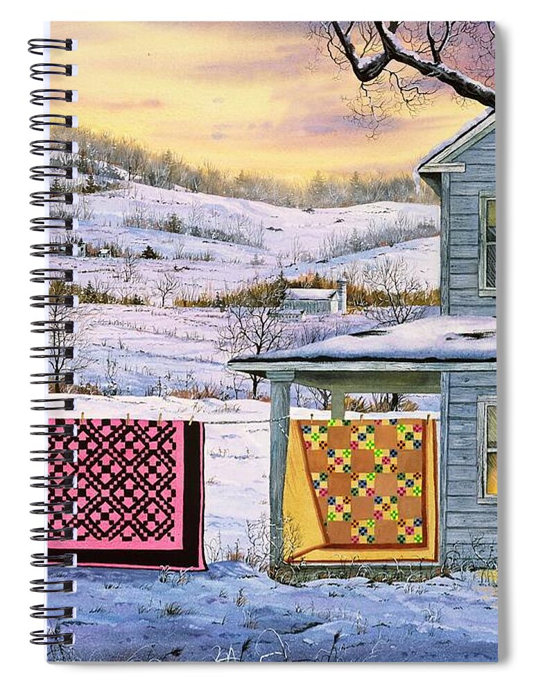 Winter Sunset Spiral Notebook featuring the painting Winter Airing by Diane Phalen