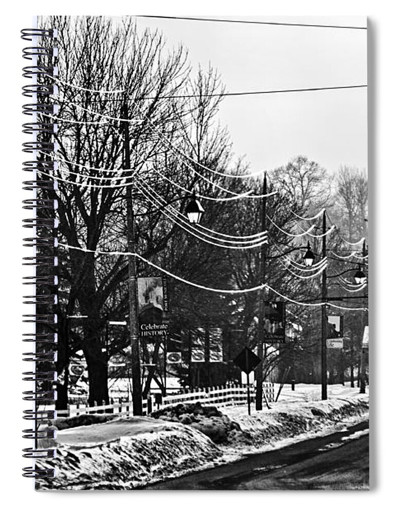 Power Lines Spiral Notebook featuring the photograph Winter beautiful - Black and White Photograph by Tatiana Travelways