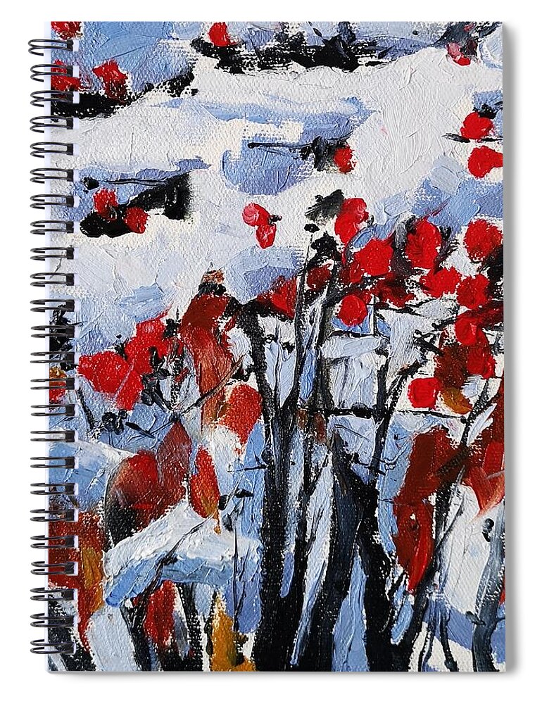 Winter Spiral Notebook featuring the painting Winter Berries by Sheila Romard