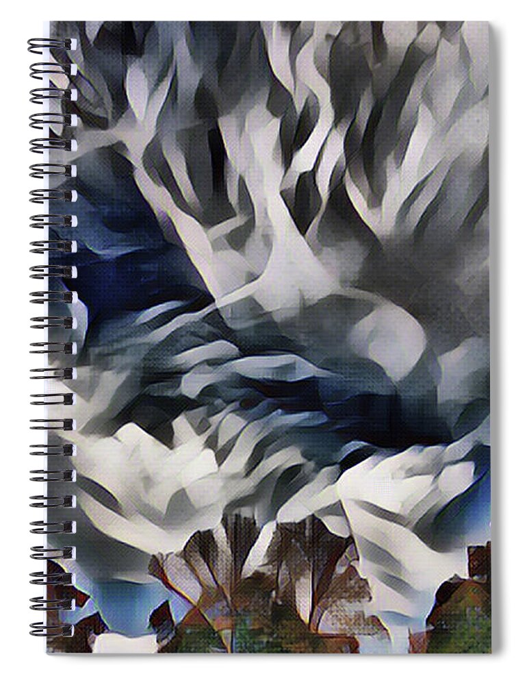 Clouds Spiral Notebook featuring the mixed media Winter Clouds Gather by Christopher Reed