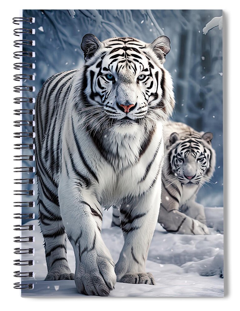 Tiger Spiral Notebook featuring the photograph Winter Deuces by Lourry Legarde