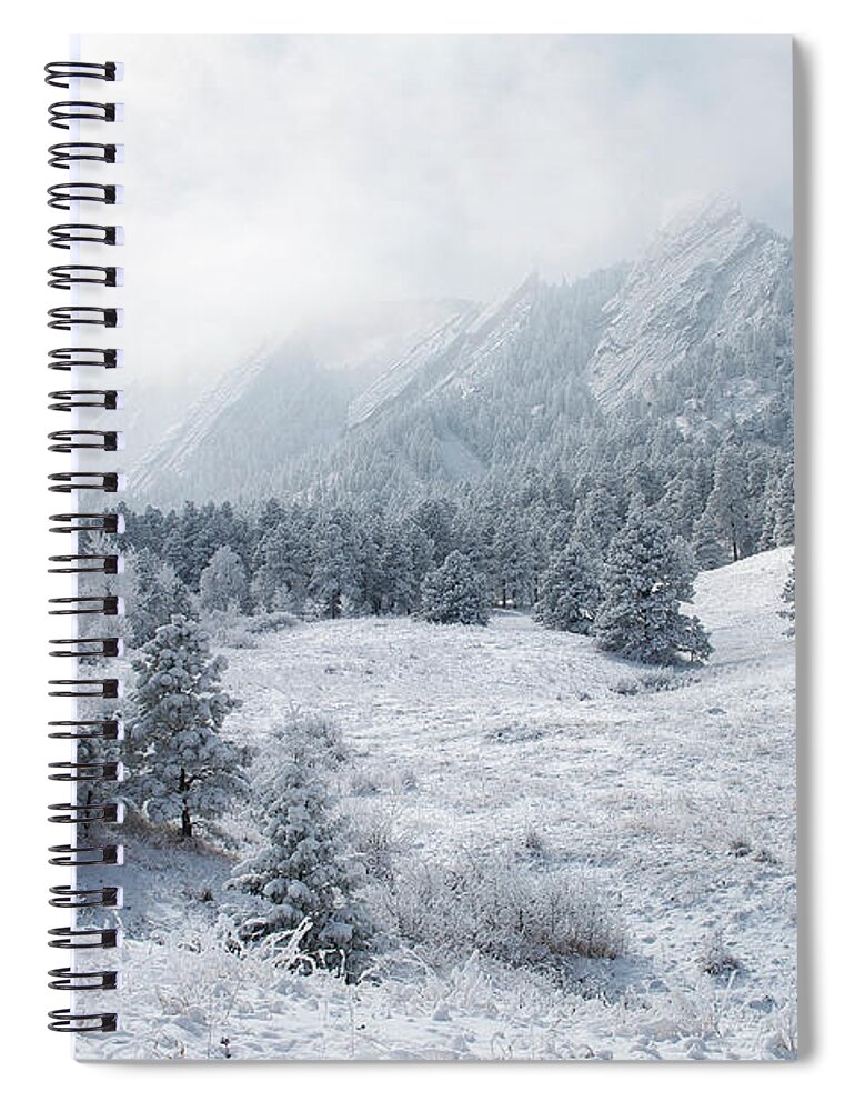 Flatirons Spiral Notebook featuring the photograph Winter Flatirons 2 by Aaron Spong
