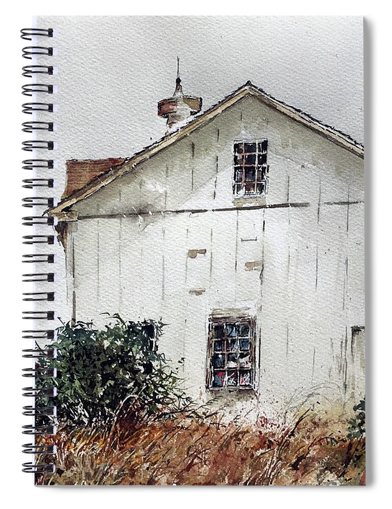 An Old Barn In Winter Spiral Notebook featuring the painting Winter Ice by Monte Toon