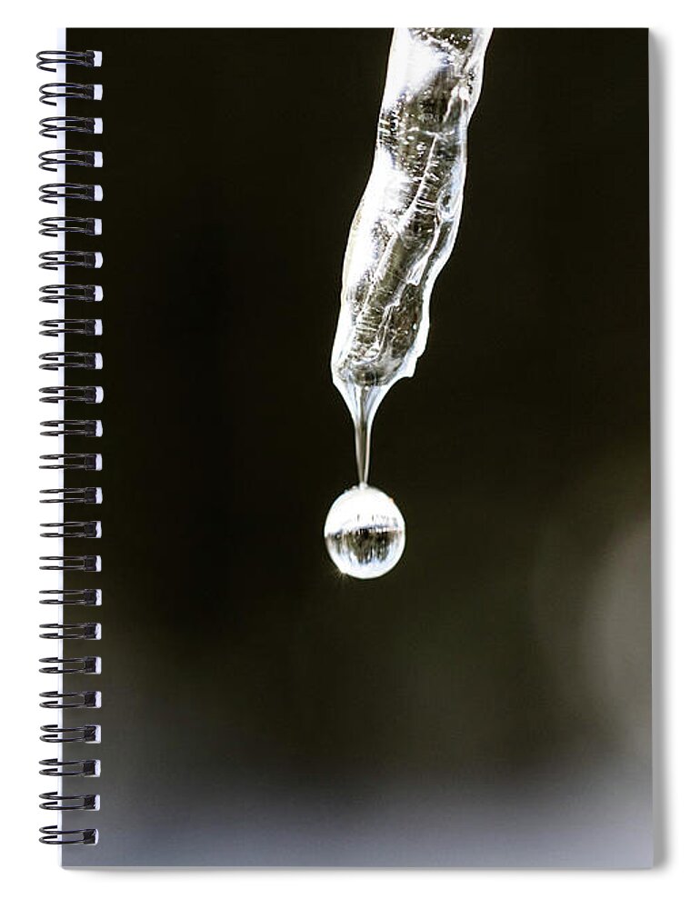 Water Spiral Notebook featuring the photograph Winter Icicle Macro 2 by Amelia Pearn