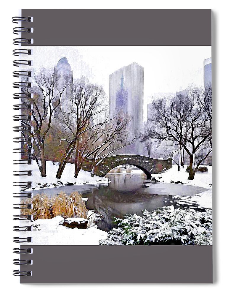 Central Park Spiral Notebook featuring the digital art Winter in Central Park by CAC Graphics