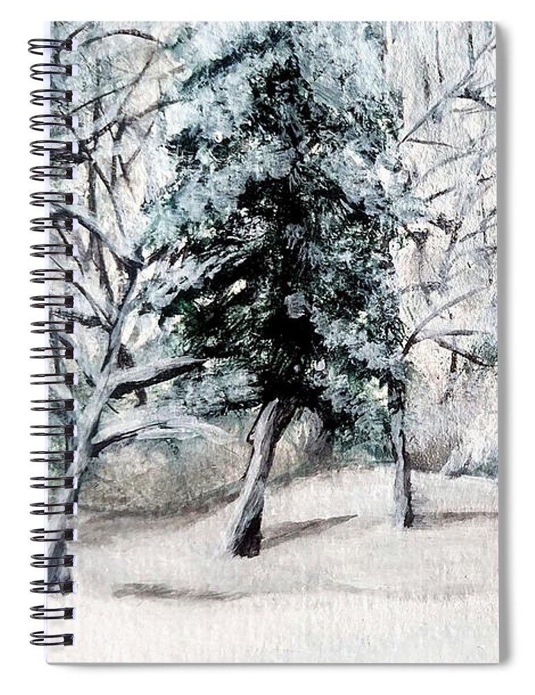 Winter Spiral Notebook featuring the painting Winter in Weatogue by Dani McEvoy