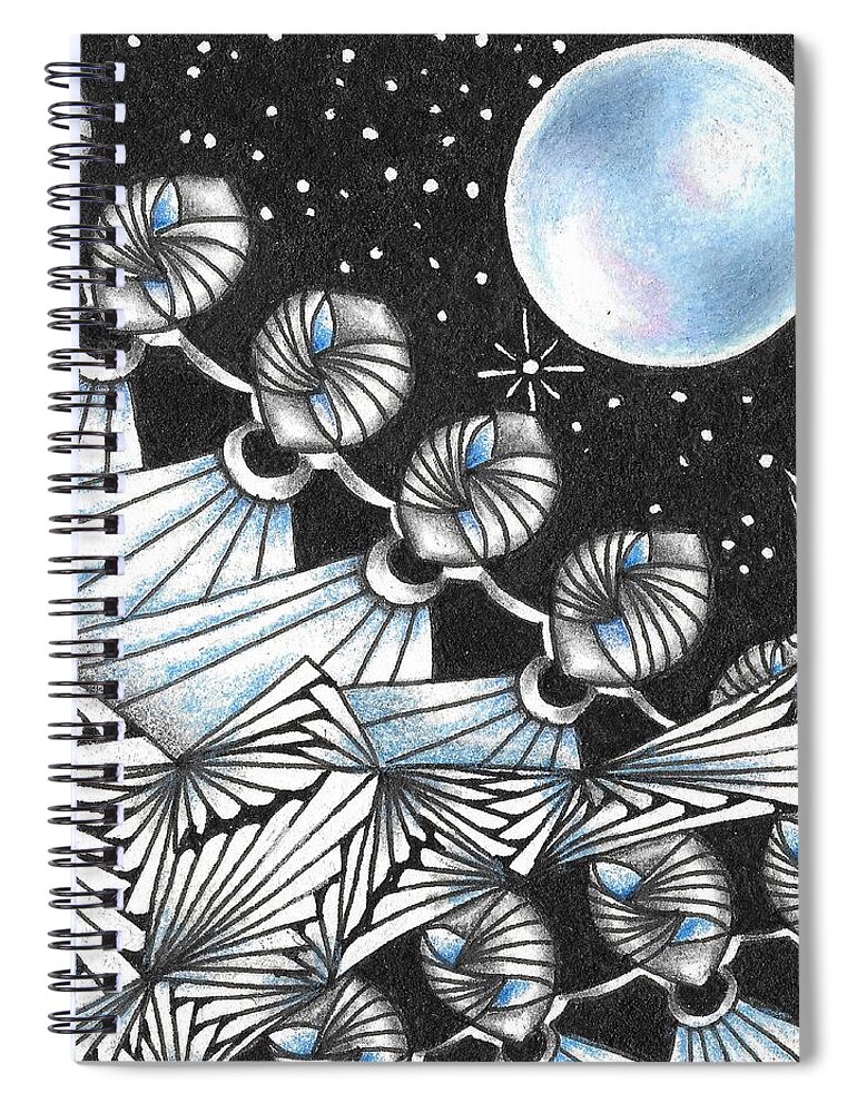 Zentangle Spiral Notebook featuring the drawing Winter Is Coming by Jan Steinle