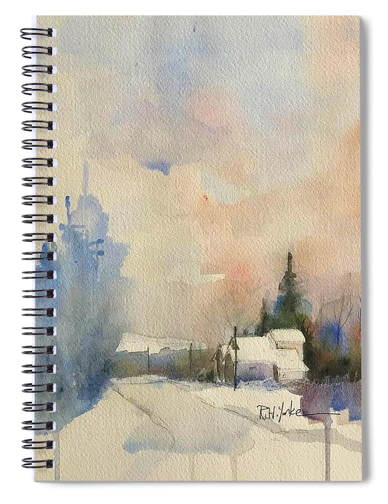 Winter Lane Spiral Notebook featuring the painting Winter Lane by Robert Yonke