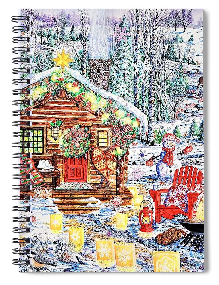 Winter Spiral Notebook featuring the painting Christmas Season of Joy by Diane Phalen
