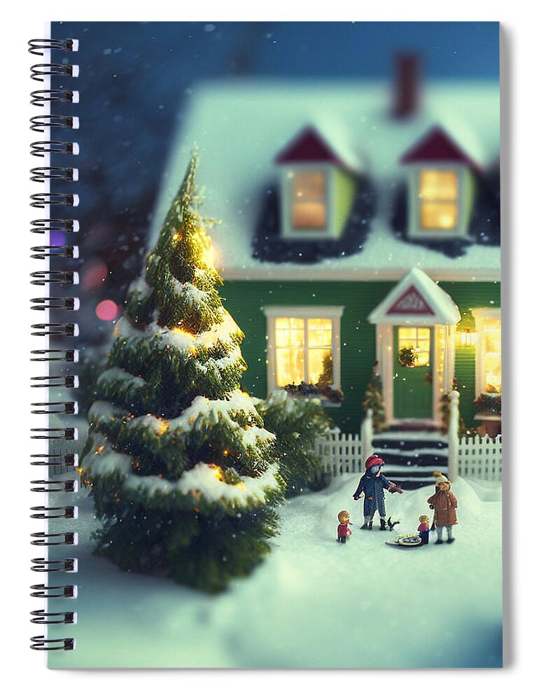 Winter Spiral Notebook featuring the digital art Winter Miniature 1 by Jay Schankman