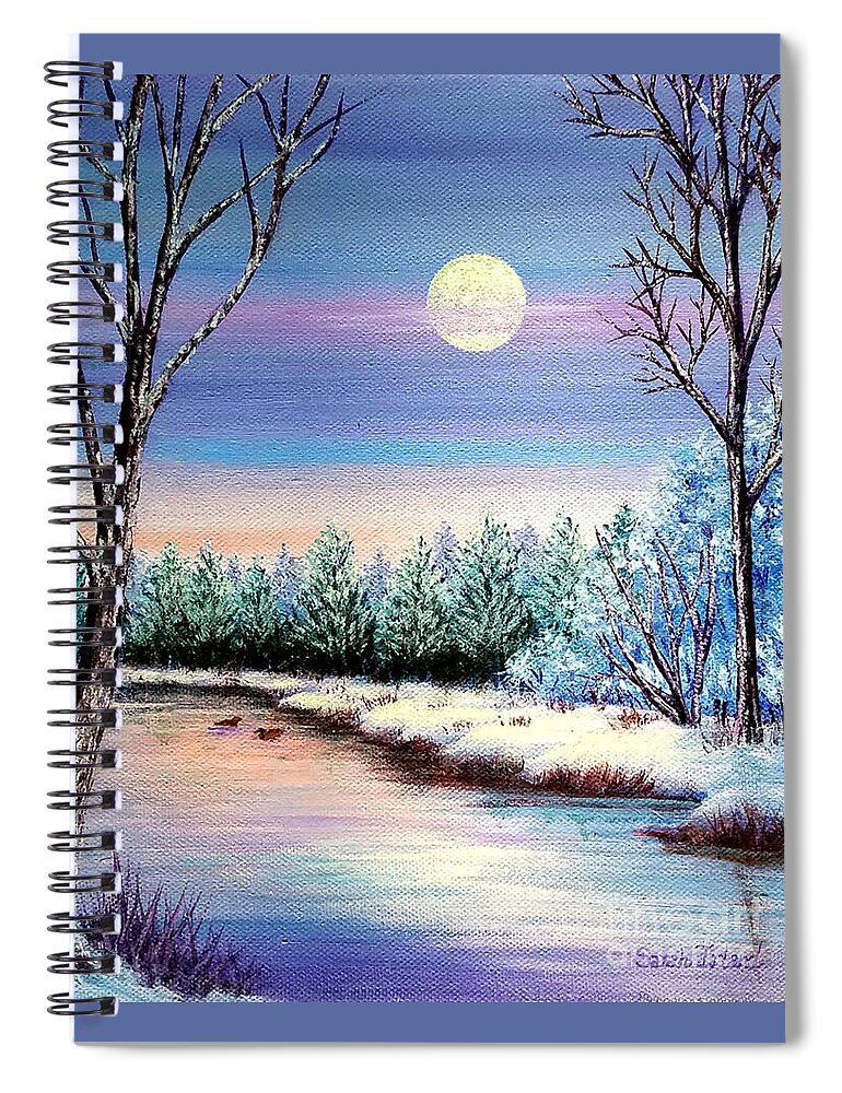 Christmas Spiral Notebook featuring the painting Winter Moon by Sarah Irland