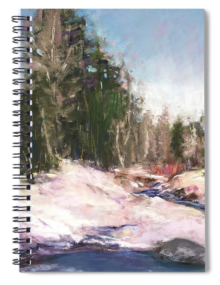 Snowy Scene Spiral Notebook featuring the pastel Winter Reverie by Sandra Lee Scott