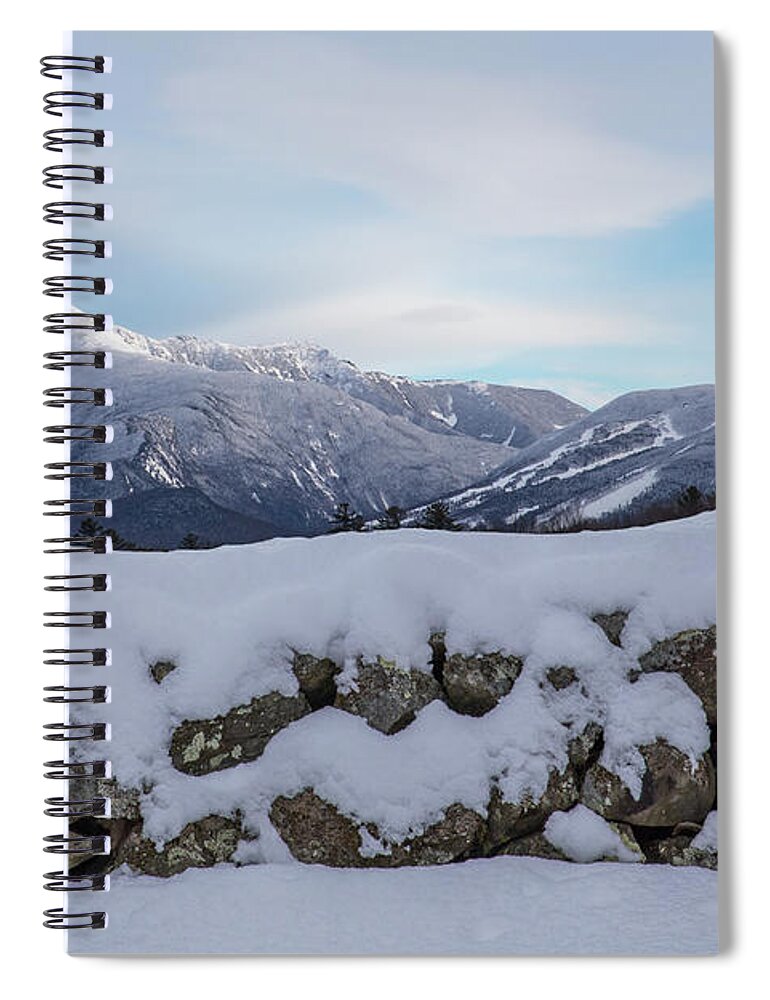 Winter Spiral Notebook featuring the photograph Winter Stone Wall Sugar Hill View by White Mountain Images