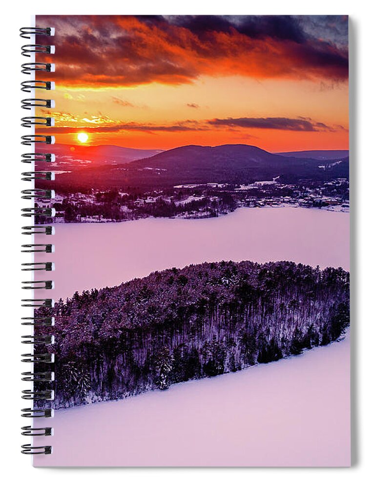 Brighton Spiral Notebook featuring the photograph Winter Sunset on Island Pond, Vermont by John Rowe
