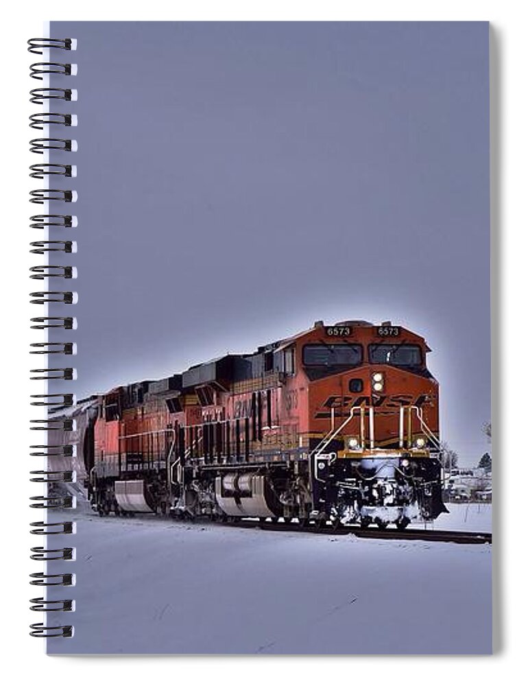 Train Spiral Notebook featuring the photograph Winter train by Lynn Hopwood