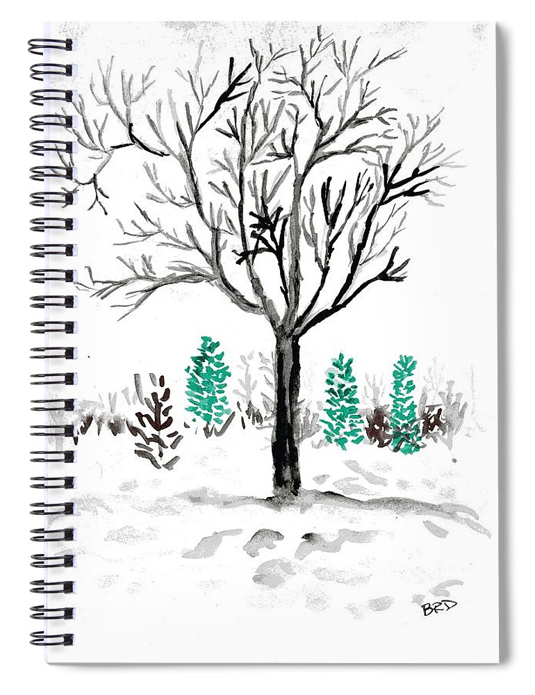 Winter Spiral Notebook featuring the painting Winter Tree by Branwen Drew