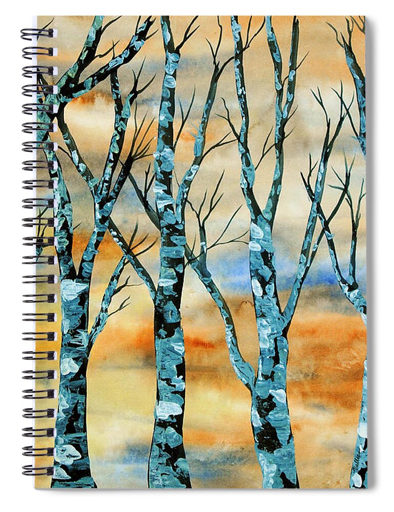 Winter Spiral Notebook featuring the painting Winter Trees by Vallee Johnson