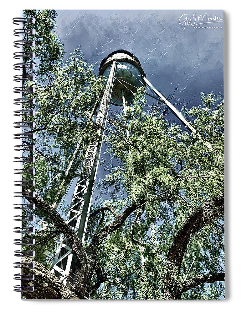 Water Spiral Notebook featuring the photograph Winter Water Tower by GW Mireles