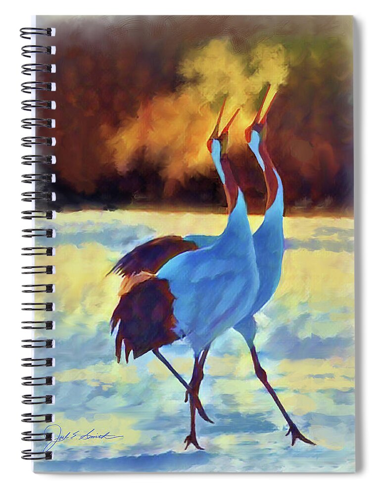Cranes Spiral Notebook featuring the painting Winters Breath by Joel Smith