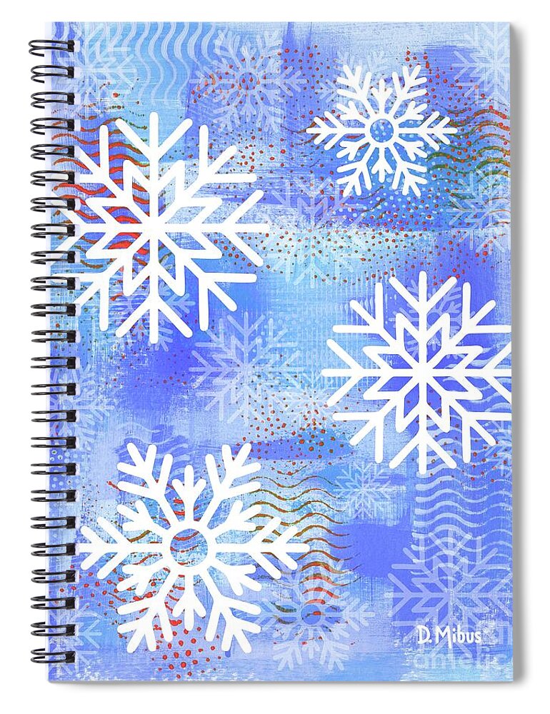Winter Spiral Notebook featuring the mixed media Wintry Wonderland Abstract by Donna Mibus