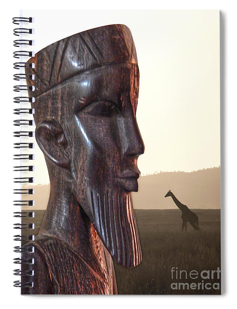 Wiseman Spiral Notebook featuring the digital art Wiseman And Giraffe by Phil Perkins