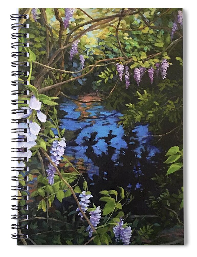 Wisteria Spiral Notebook featuring the painting Wisteria Creek by Don Morgan