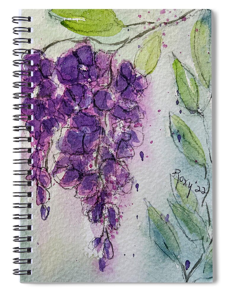 Loose Floral Spiral Notebook featuring the painting Wisteria Flowers by Roxy Rich